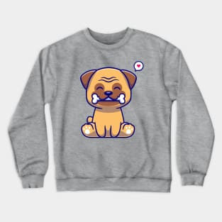 Cute Pug Dog Bite Bone Cartoon Crewneck Sweatshirt